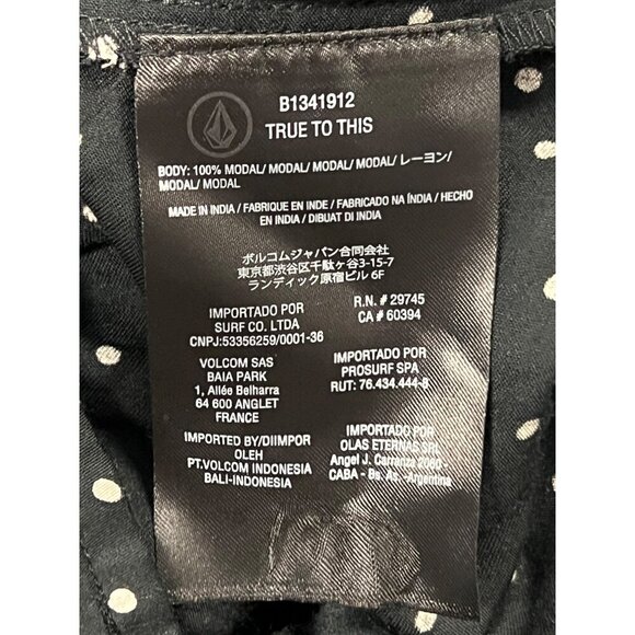 Volcom Madly Yours Dress Black Polka Dot Wrap Medium Modal Adjustable Strap New - Picture 9 of 10